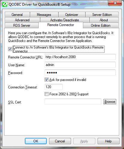 sample configuration tab in qodbc driver properties note un and pw ...